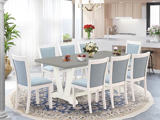 East West Furniture V097MZ015-9 9 Piece Modern Dining Table Set Includes a - Image 2