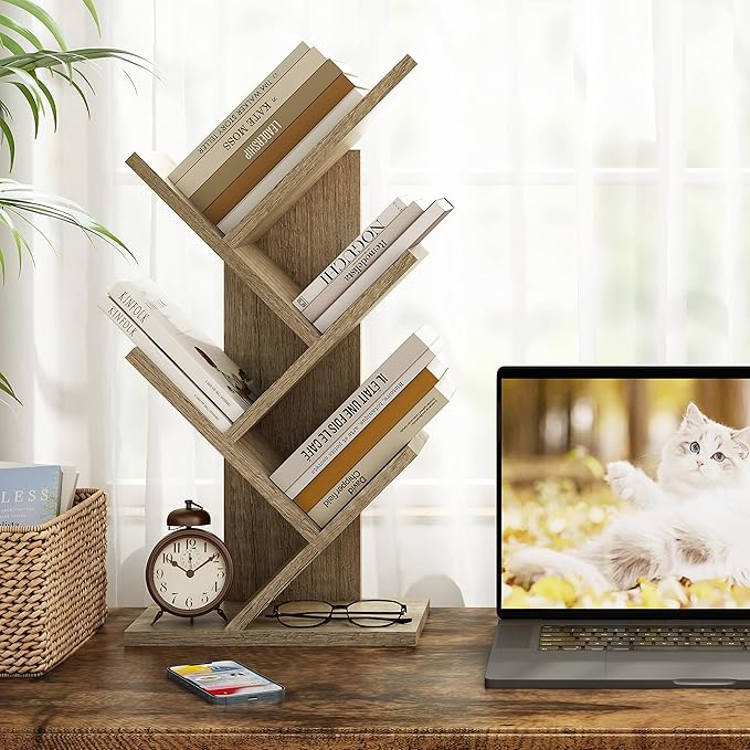 Hoctieon 4 Tier Tree Bookshelf, 4 Shelf Bookcase, Modern Book Storage, Free - Image 4