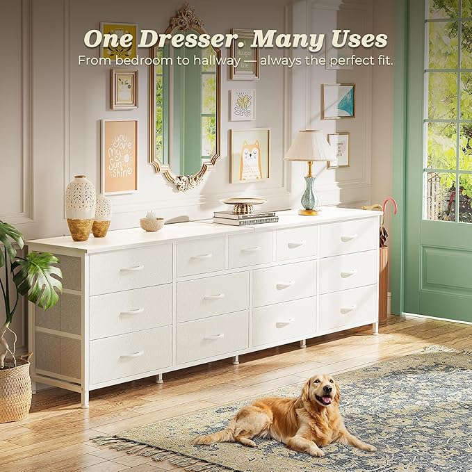 Huuger 70 Inch White Dresser for Bedroom, TV Stand for 65, 80 Inch TV, 13 - Image 5