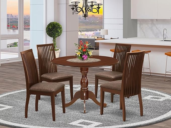 East West Furniture DMIP5-MAH-C 5 Piece Kitchen Table & Chairs Set Includes a - Image 2