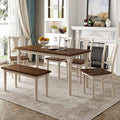 6 Pieces Dining Table Set with 60" Rectangle Kitchen Desk, Living Room by Unknown