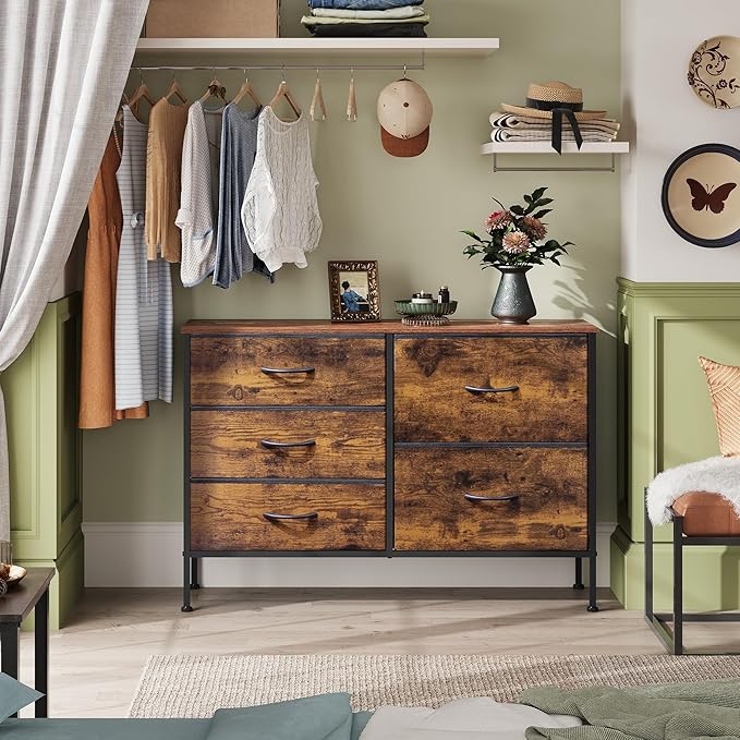 WLIVE Dresser for Bedroom with 5 Drawers, Wide Chest of Drawers for Bedroom - Image 4