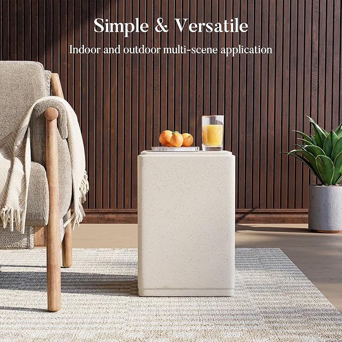 COSIEST 20" Outdoor Side Table, Weather-Resistant Square Concrete End Table - Image 5