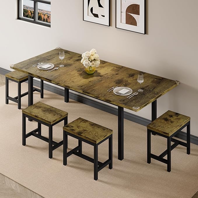 7-Piece Dining Table Set, Mid Century Modern Dinner Table - Image 8