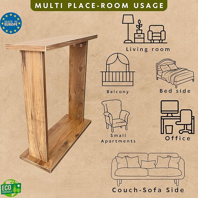Very Narrow Side Table for Living Room, Small Apartment Space Between Chairs - Image 5