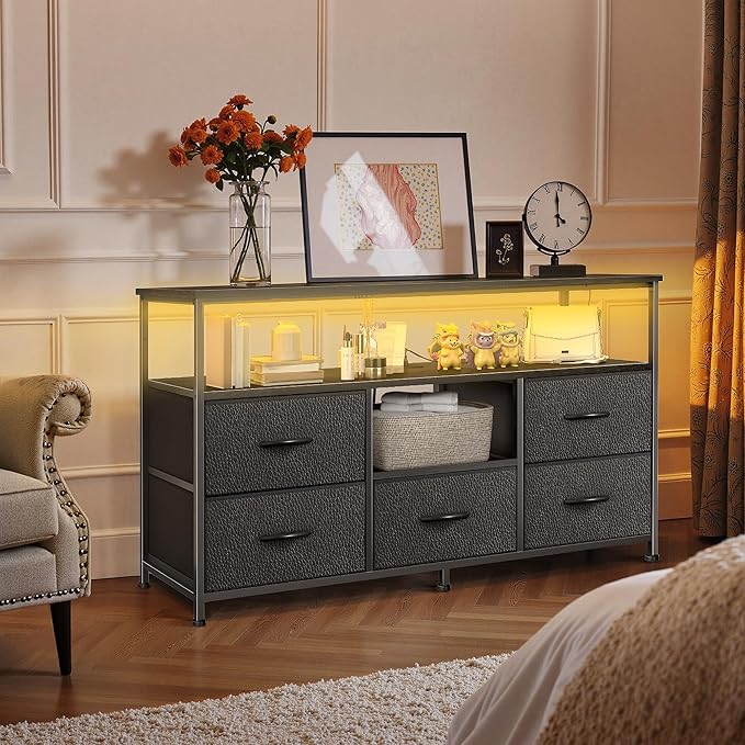 TV Stand for Bedroom, 47 Inch Dresser TV Stand for 43, 55 Inch TVs, 5 Drawers - Image 7