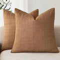 Foindtower Set of 2 Decorative Linen Check Throw Pillow Covers Neutral by Foindtower