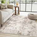 4x5 Washable Area Rug Brown Grey Neutral Abstract Entryway Kitchen Non Slip Low by WondRg