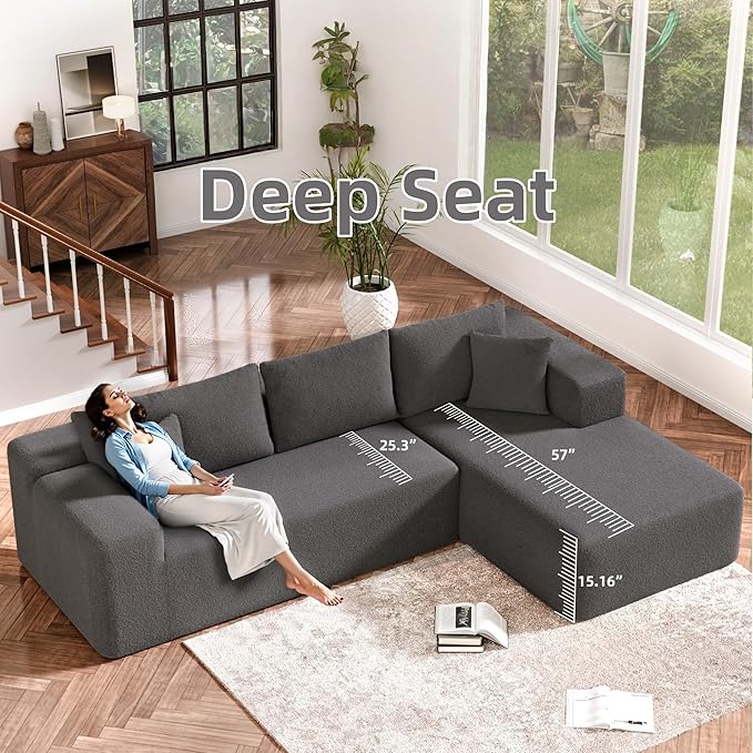 Cloud Sectional Couch, 104”L-Shape Oversized Sofa - Image 5