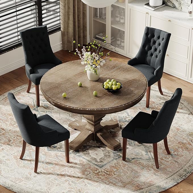 COLAMY Wingback Upholstered Dining Chairs Set of 4, Fabric Side Dining Room by COLAMYINC