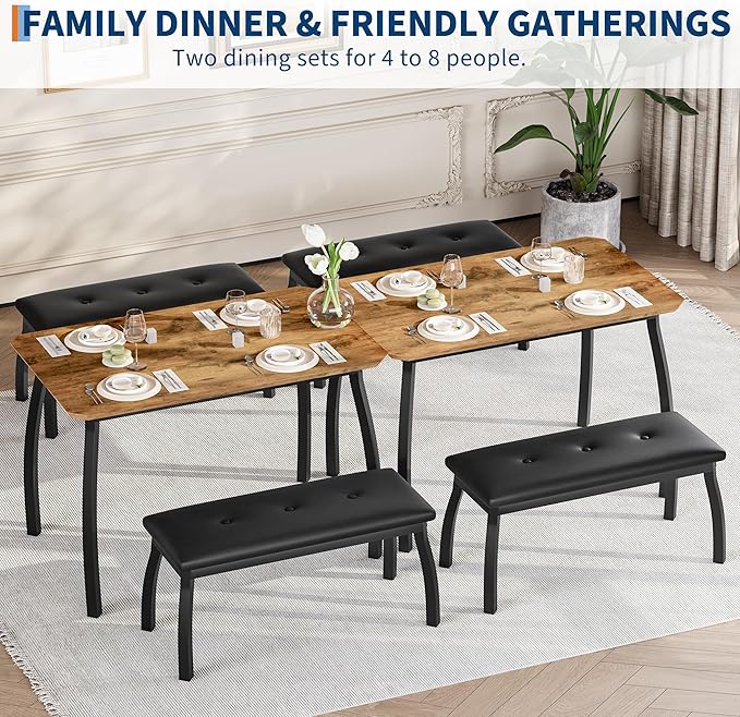 GAOMON Dining Table Set for 4, Metal Frame Kitchen Table Set - Image 7