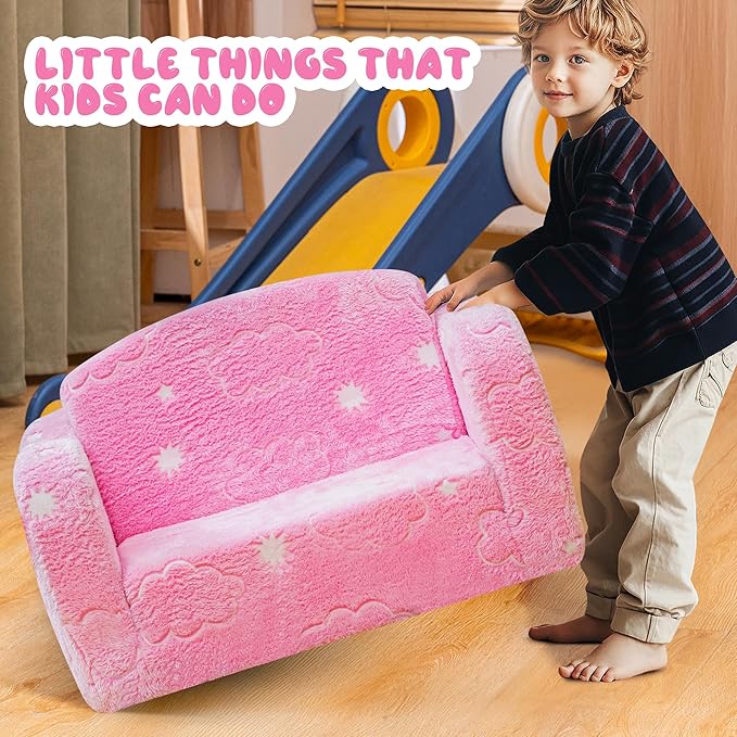 Lamerge 2-in-1 Toddler Couch, Glow in The Dark Baby Floor Bed, Foldable Toddler - Image 5