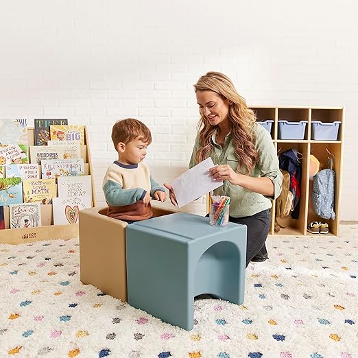 ECR4Kids Tri-Me Table and Cube Chair Set, Powder Blue - Image 8