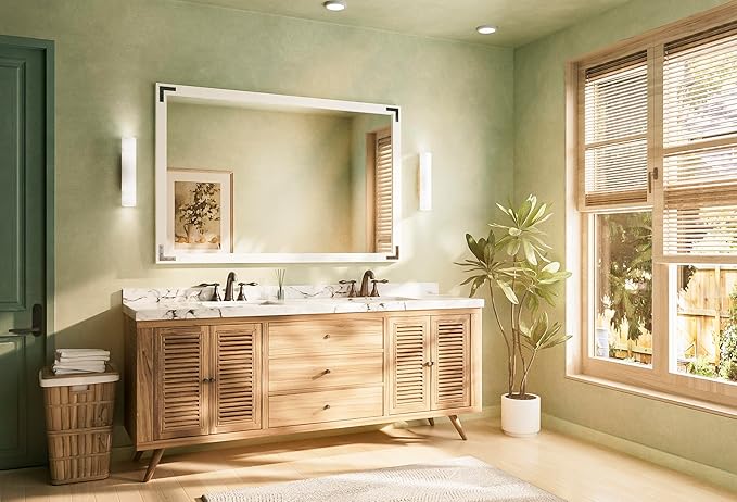 TETOTE 55 x 36 White Wood Mirror - Image 8