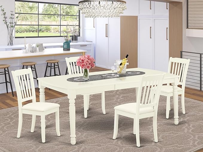 East West Furniture DODA5-LWH-C 5 Piece Modern Dining Table Set Includes a - Image 2