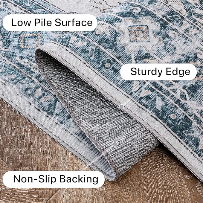 GENIMO Runner Rug 2x10, Machine Washable Vintage Runner Carpet, Non Slip - Image 7