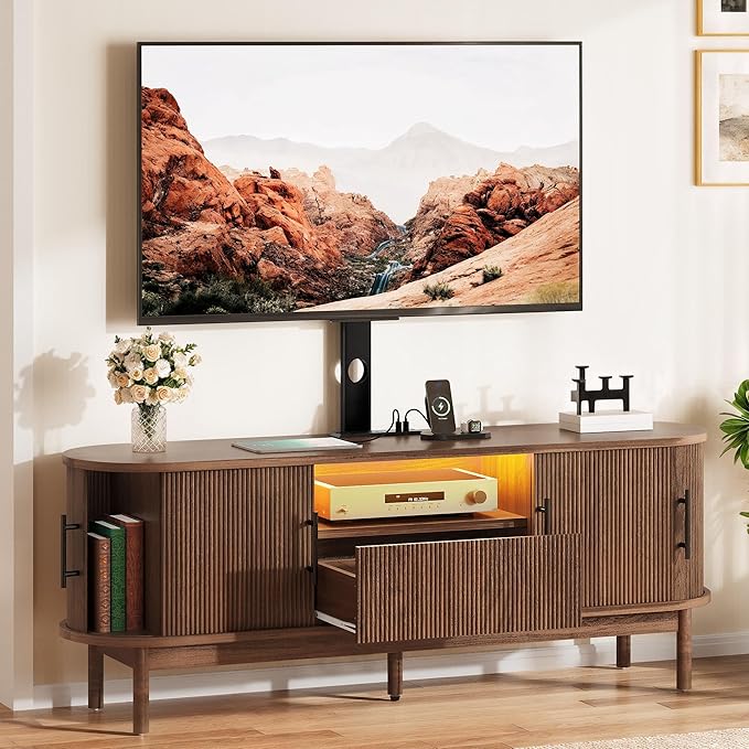 YITAHOME TV Stand with Mount and Power Outlet, Modern Entertainment Center with by YITAHOME