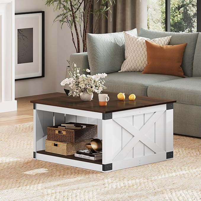 WLIVE Coffee Table, Farmhouse Coffee Table - Image 7