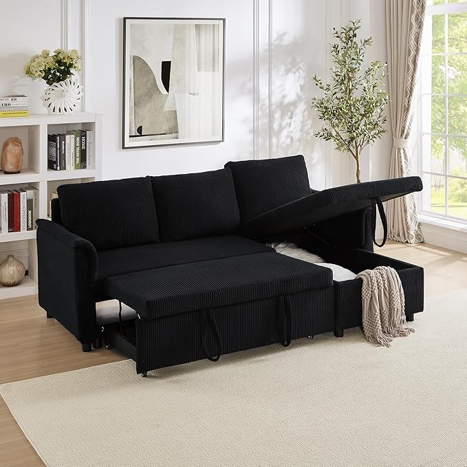 Ball & Cast L-Shape Reversible Sectional Sleeper Sofa Bed 4 in 1 Pull Out Couch - Image 6