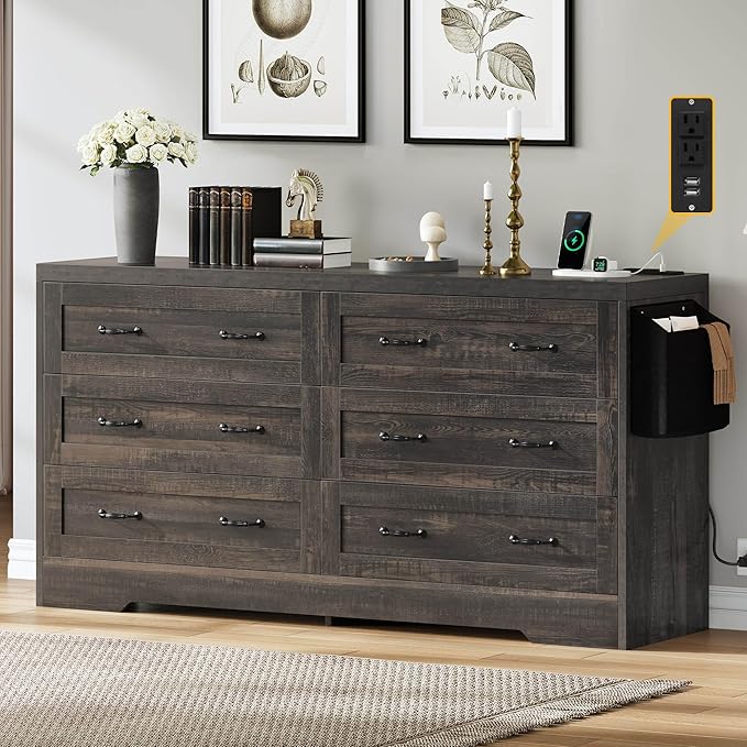 YITAHOME Rustic Oak Drawers TV Stand by YITAHOME