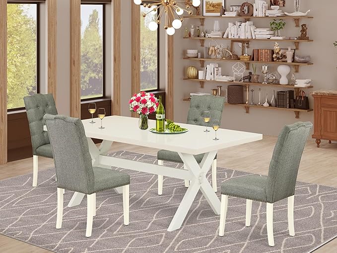 East West Furniture X027EL207-5 5 Piece Dining Room Furniture Set Includes a - Image 2