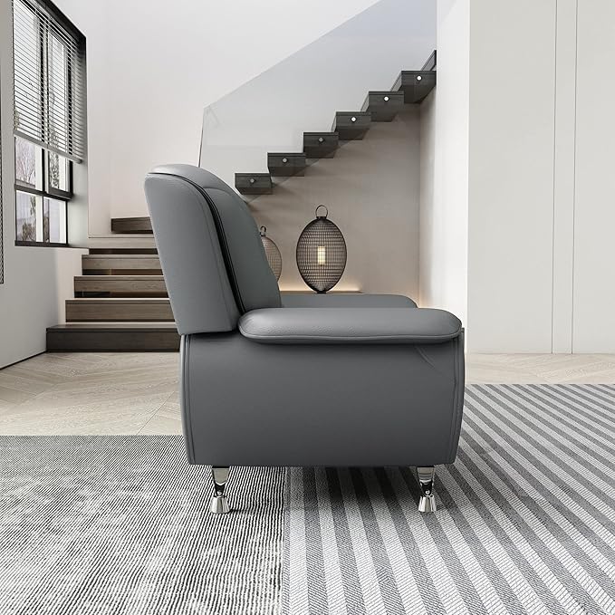 Container Furniture Direct Michael Modern Faux Leather Upholstered Stainless - Image 5