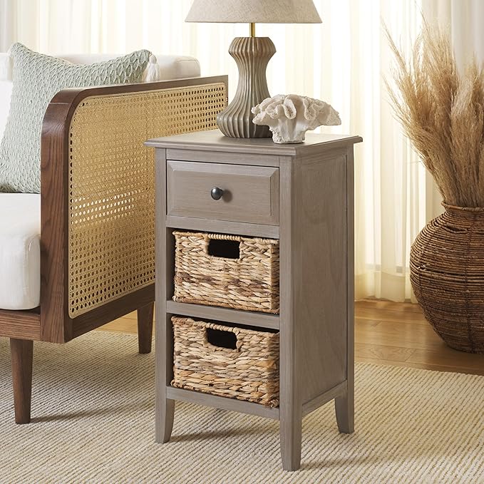 Safavieh Home Collection Everly Drawer White Wash 1-Drawer 2 Removable Baskets - Image 2
