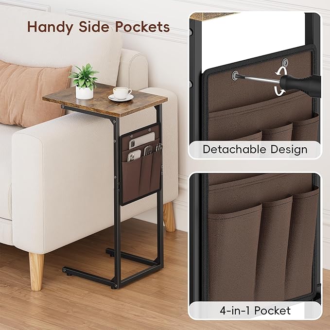 Vagusicc C Shaped End Table, Small Side Table - Image 8