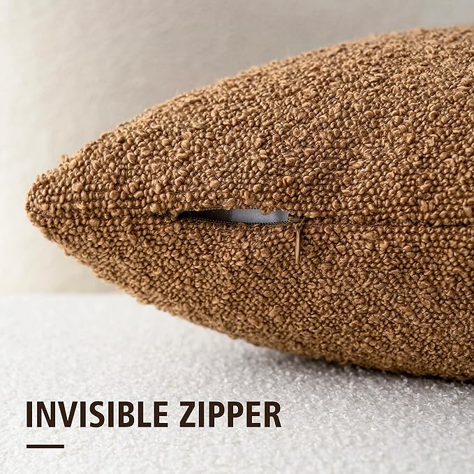 Foindtower Accent Solid Pillow Cases Textured Boucle Throw Pillow Covers Cozy - Image 2