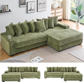 KEIKI 114" Corduroy Sofa with Cup Holders & Storage, L Shaped Sleeper Cloud by Unknown