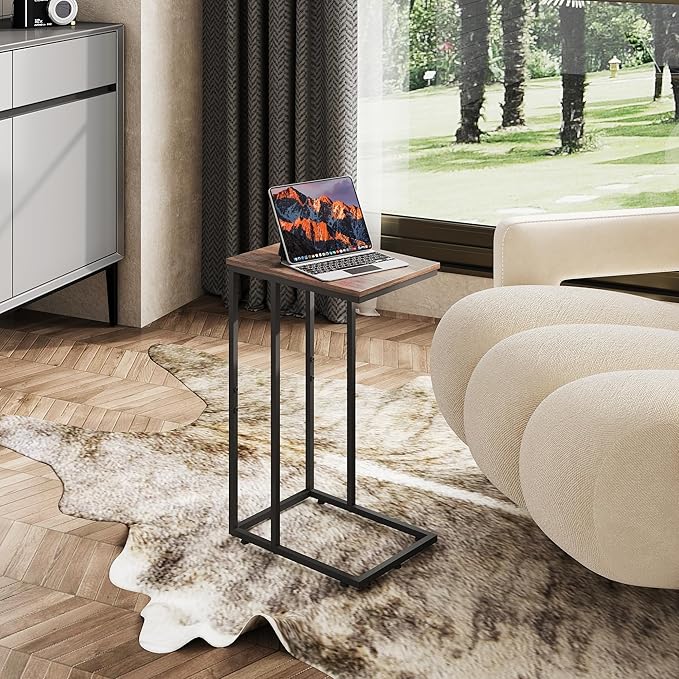 WLIVE Brown Side Table Set of 2, C Shaped End Table Sets, Small Sofa Side - Image 6