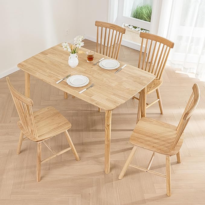 DELAVIN 47.2" Mid Century Modern Kitchen Table, Rectangular Oak Wood Dining - Image 8