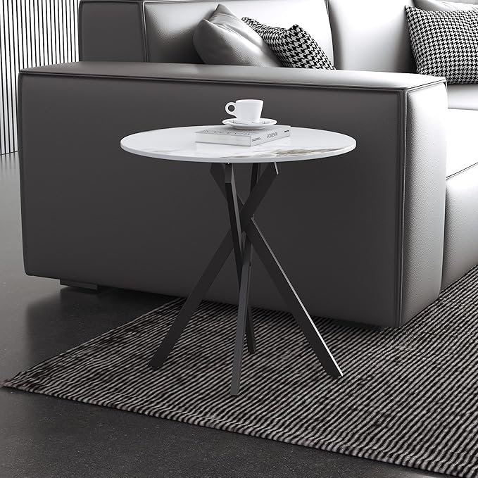 Small Round Marble Side Coffee Table - Image 4