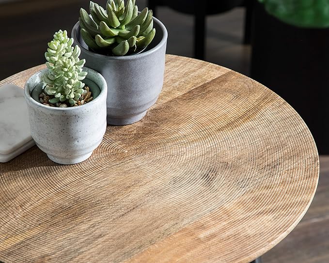 Kate and Laurel Rumsen Farmhouse Side Table, Natural and Black, Sophisticated - Image 4