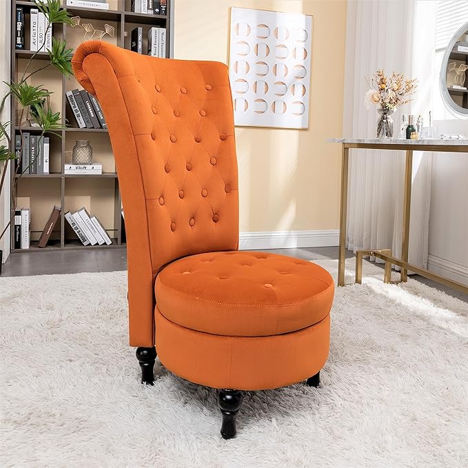Container Furniture Direct Royal High-Back Velvet Accent Chair - Image 2