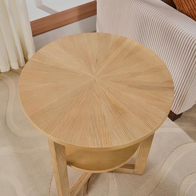 MODERION Round End Table, Rustic Side Tables - Image 4