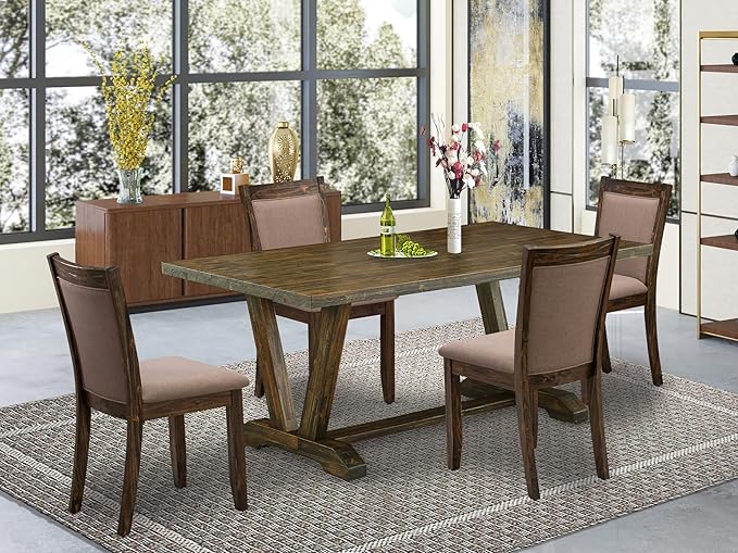 East West Furniture V777MZ748-5 5 Piece Dining Room Furniture Set Includes a - Image 2
