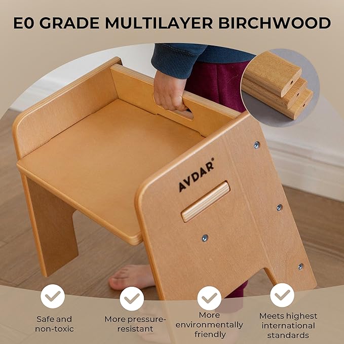 Wooden Step Stool for Kids, 14” One Step Stool for Toddlers, Heavy Duty Non-tip - Image 5