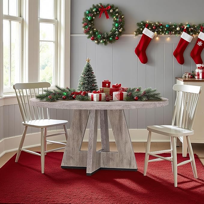47" Round Dining Table for 4-6, Modern Dinner Table Farmhouse Round Small - Image 8