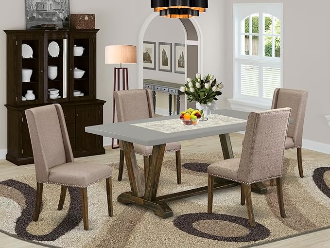East West Furniture V797FL716-5 5 Piece Modern Dining Table Set Includes a - Image 2