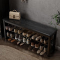 Wood Shoe Rack Bench for Entryway, 2 Tier Shoe Rack for Front Door Entrance by AQIMUELE-Solidwoodfurniture