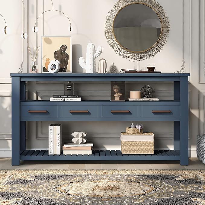 Ball & Cast 62.2“ Contemporary 4 Drawers Console Table, Long Entryway-Table - Image 3