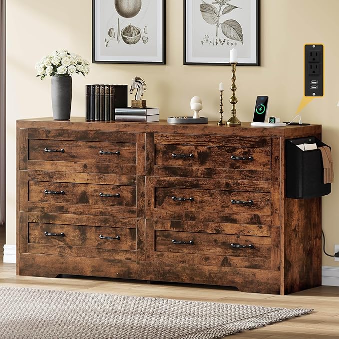 YITAHOME Rustic Brown Drawers TV Stand by YITAHOME