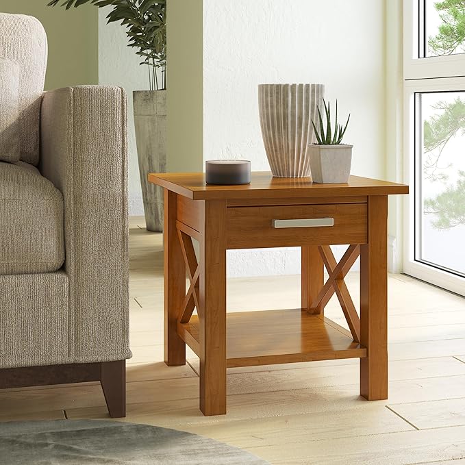 SIMPLIHOME Kitchener SOLID WOOD 21 inch Wide Square Contemporary End Side Table - Image 2