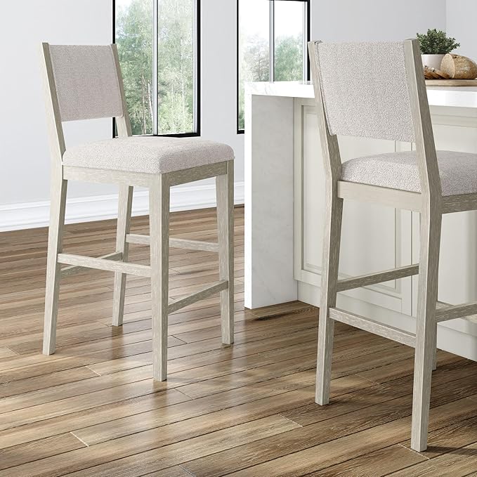 Plank+Beam Sereno Bar Stool, Sturdy Wood Modern Kitchen Bar Height Stool - Image 9