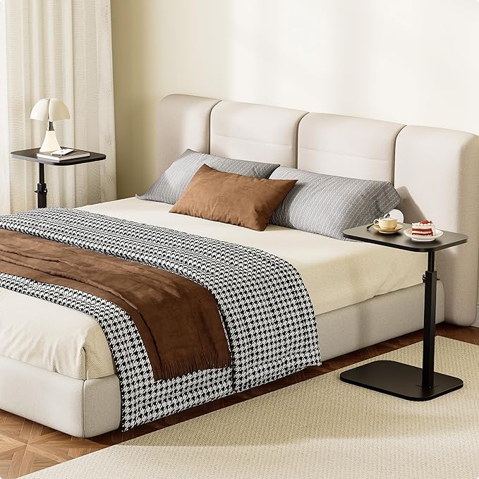 C Shaped End Table, Adjustable Height Couch Side Table, Horizontal 360°Swivel - Image 7