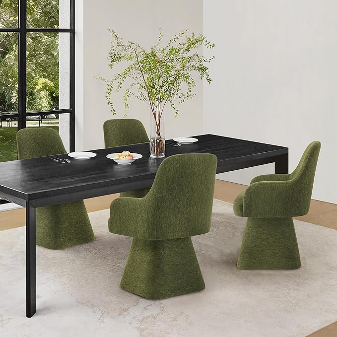 Swivel Dining Chairs Set of 2, Mid Century Modern Chairs Fabric Upholstered - Image 8