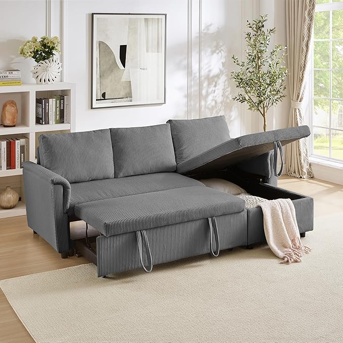 Ball & Cast Reversible Sectional Sofa Couch, L-Shape Sleeper Sofa Bed - Image 6