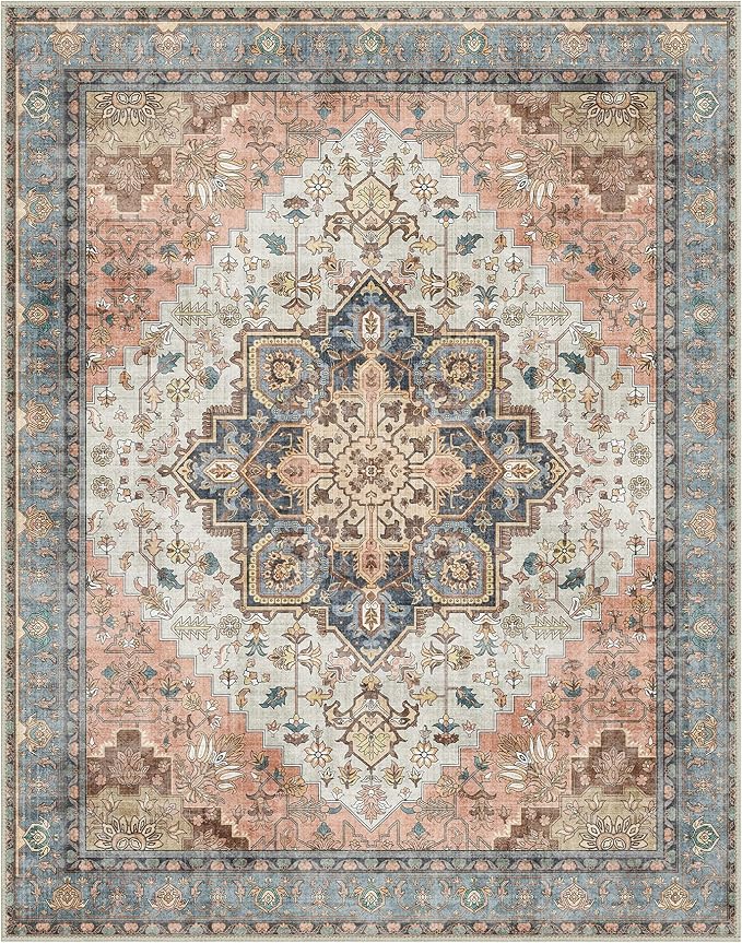 GENIMO 8x10 Area Rugs for Living Room, Machine Washable Non Slip Vintage Retro - Image 7