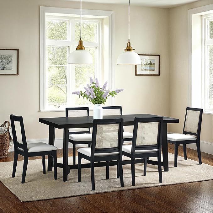 Walker Edison Modern Farmhouse Rustic Solid Oak Wood Rectanglular Dining Table - Image 5